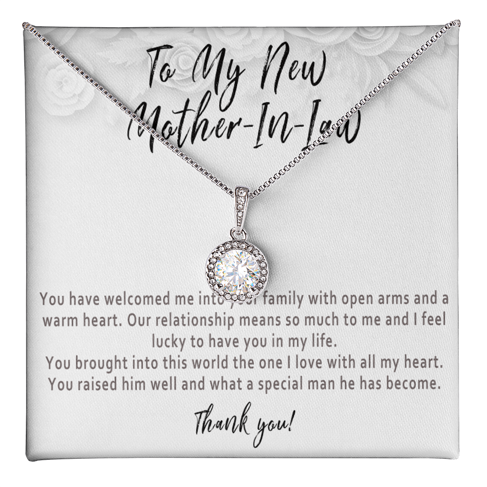 Mother in Law Wedding Day Necklace from Daughter in Law – Sentimental Wedding Gift with Heartfelt Message Card - "You Have Welcomed Me Into Your Family"