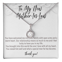 Mother in Law Wedding Day Necklace from Daughter in Law – Sentimental Wedding Gift with Heartfelt Message Card - "You Have Welcomed Me Into Your Family"