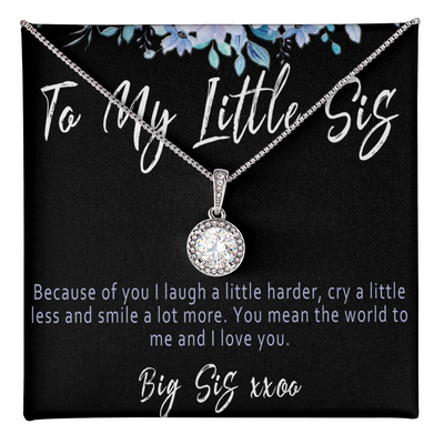 Little Sister Necklace from Big Sister – Meaningful Sister Gift with Heartfelt Message Card Keepsake - 