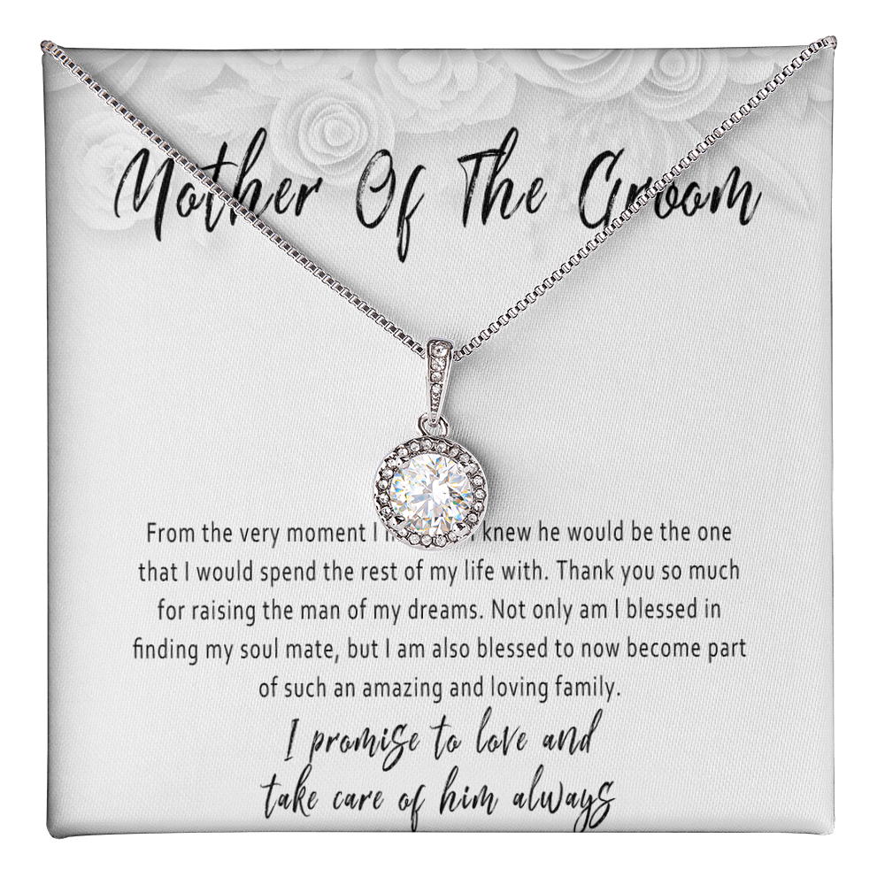 Mother of the Groom Necklace from Daughter in Law – Wedding Day Gift with Meaningful Message Card - "From the very moment I met him"
