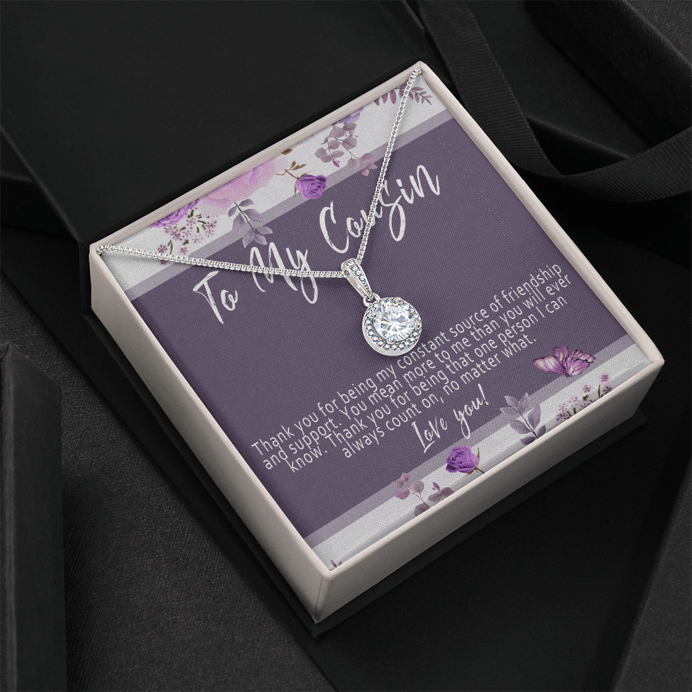Cousin Necklace – Meaningful & Thoughtful Cousin Gift, Sentimental Cousin Pendant Jewelry - "Thank you for being my constant source of friendship"