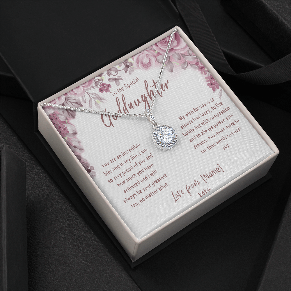 Personalized Goddaughter Necklace Gift from Godmother or Godfather – Custom Meaningful Goddughter Jewelry Keepsake Present - "You are an incredible blessing in my life"