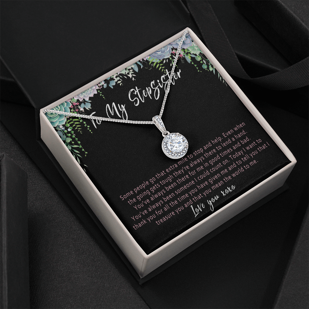 Stepsister Necklace – Meaningful Gift for Stepsister from Stepbrother or Stepsister - "Some people go that extra mile"