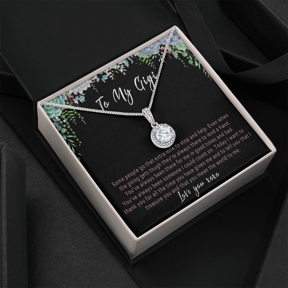 Gigi Necklace – Meaningful Gigi Gift from Grandkids, Sentimental Gigi Jewelry for Birthday, Christmas or Mother's Day - "Some people go that extra mile"