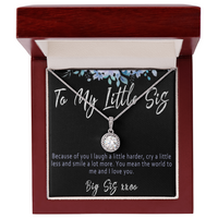 Little Sister Necklace from Big Sister – Meaningful Sister Gift with Heartfelt Message Card Keepsake - "Because of you I laugh a little harder"