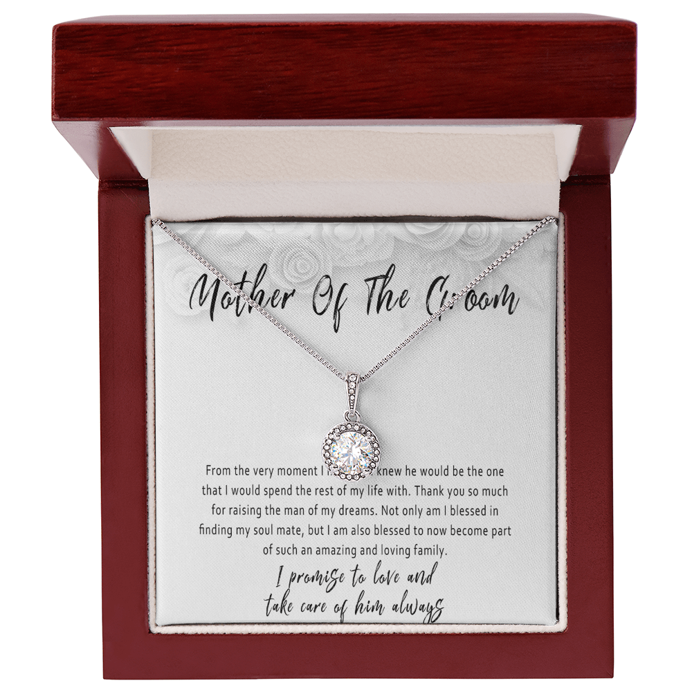 Mother of the Groom Necklace from Daughter in Law – Wedding Day Gift with Meaningful Message Card - "From the very moment I met him"