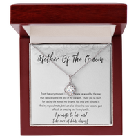 Mother of the Groom Necklace from Daughter in Law – Wedding Day Gift with Meaningful Message Card - "From the very moment I met him"