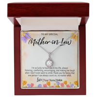 Personalized Mother in Law Necklace – Meaningful Mother in Law Gift, Custom Jewelry with Heartfelt Message Card - "I'm so lucky to have you in my life"