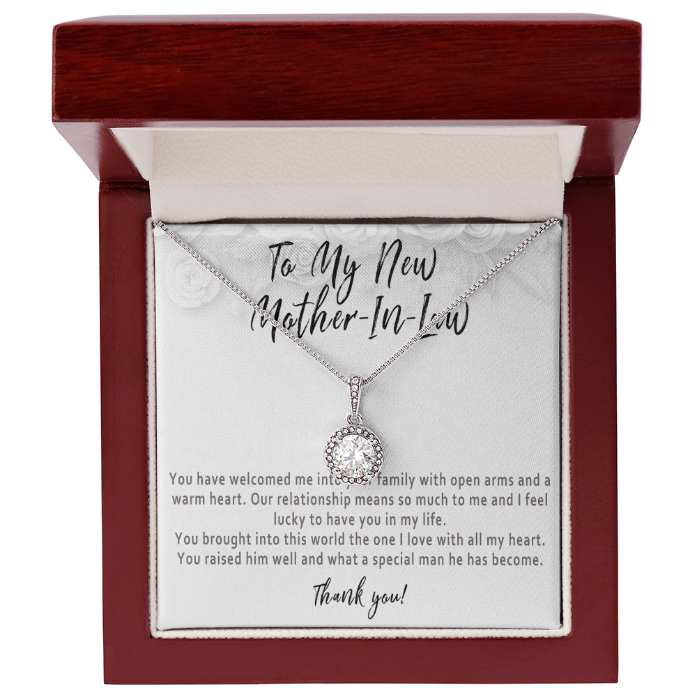 Mother in Law Wedding Day Necklace from Daughter in Law – Sentimental Wedding Gift with Heartfelt Message Card - "You Have Welcomed Me Into Your Family"