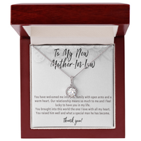 Mother in Law Wedding Day Necklace from Daughter in Law – Sentimental Wedding Gift with Heartfelt Message Card - "You Have Welcomed Me Into Your Family"