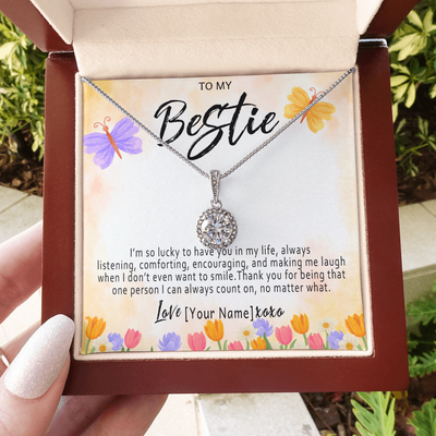 Personalized Bestie Necklace – Custom Best Friend Gift, Meaningful Bestie Jewelry with Heartfelt Message Card - 