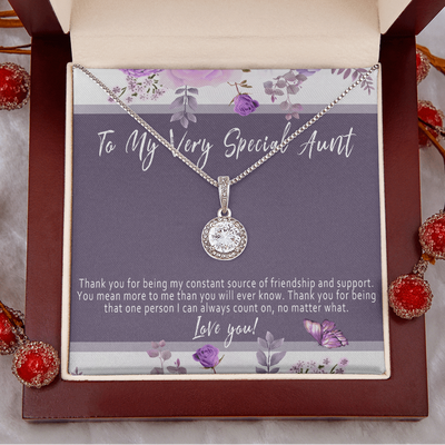 Aunt Necklace – Meaningful & Thoughtful Gift for a Special Aunt from Niece or Nephew, Sentimental Aunt Jewelry – “Thank you for being my constant source of friendhip”