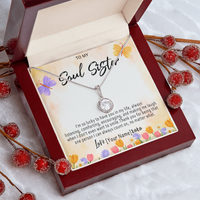 Personalized Soul Sister Necklace – Custom Soul Sister Gift, Meaningful Friendship Jewelry with Heartfelt Message Card - "I'm so lucky to have you in my life"
