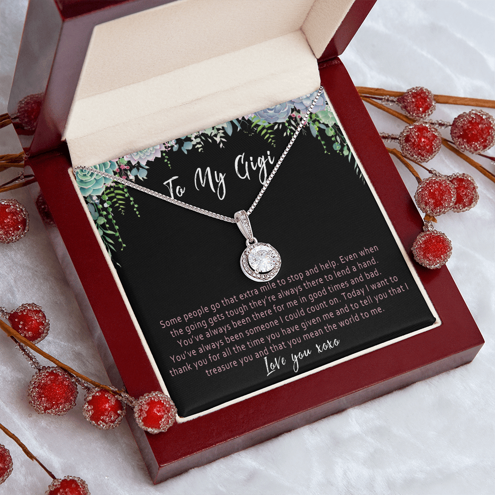 Gigi Necklace – Meaningful Gigi Gift from Grandkids, Sentimental Gigi Jewelry for Birthday, Christmas or Mother's Day - "Some people go that extra mile"