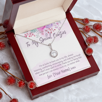 Personalized Cousin Necklace – Meaningful Gift for Special Cousin, Custom Cousin Jewelry with Heartfelt Message Card - "I'm so lucky to have you in my life"