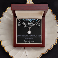 Little Sister Necklace from Big Sister – Meaningful Sister Gift with Heartfelt Message Card Keepsake - "Because of you I laugh a little harder"