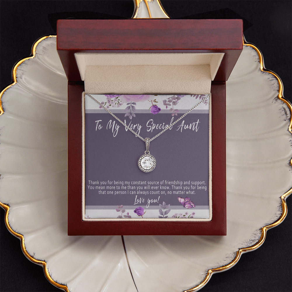 Aunt Necklace – Meaningful & Thoughtful Gift for a Special Aunt from Niece or Nephew, Sentimental Aunt Jewelry – “Thank you for being my constant source of friendhip”
