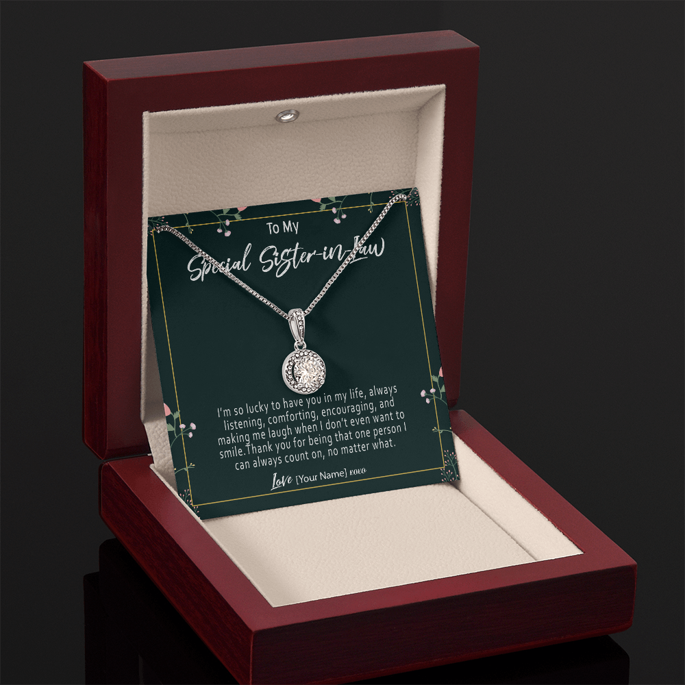 Personalized Sister-in-Law Necklace – Custom Meaningful Sister in Law Gift, New Sister in Law Jewelry, Welcome to the Family Pendant - "I'm so lucky to have you in my life"