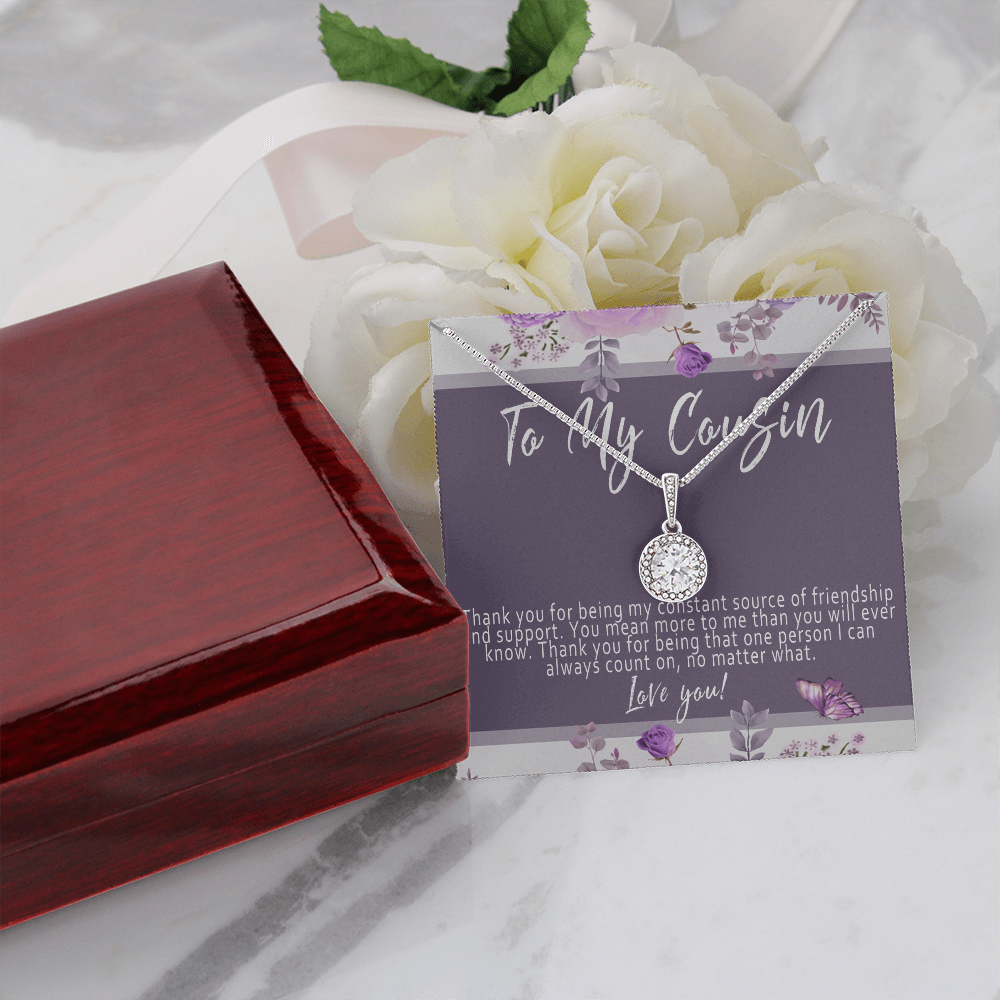 Cousin Necklace – Meaningful & Thoughtful Cousin Gift, Sentimental Cousin Pendant Jewelry - "Thank you for being my constant source of friendship"