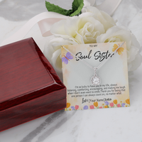 Personalized Soul Sister Necklace – Custom Soul Sister Gift, Meaningful Friendship Jewelry with Heartfelt Message Card - "I'm so lucky to have you in my life"