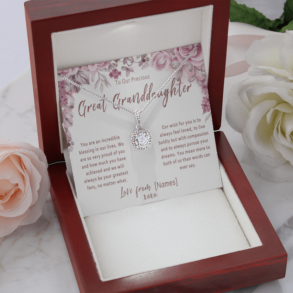 Personalized Great Granddaughter Necklace Gift from Great Grandparents – Custom Meaningful Jewelry Keepsake - "You are an incredible blessing in our lives"