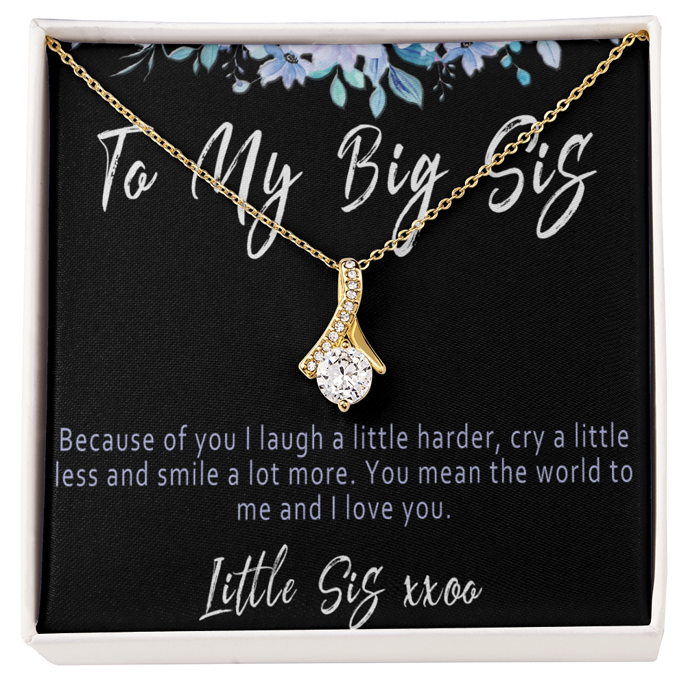 Big Sister Necklace from Little Sister, Meaningful Sister Pendant with Message Card, "Because of you I laugh a little harder..."