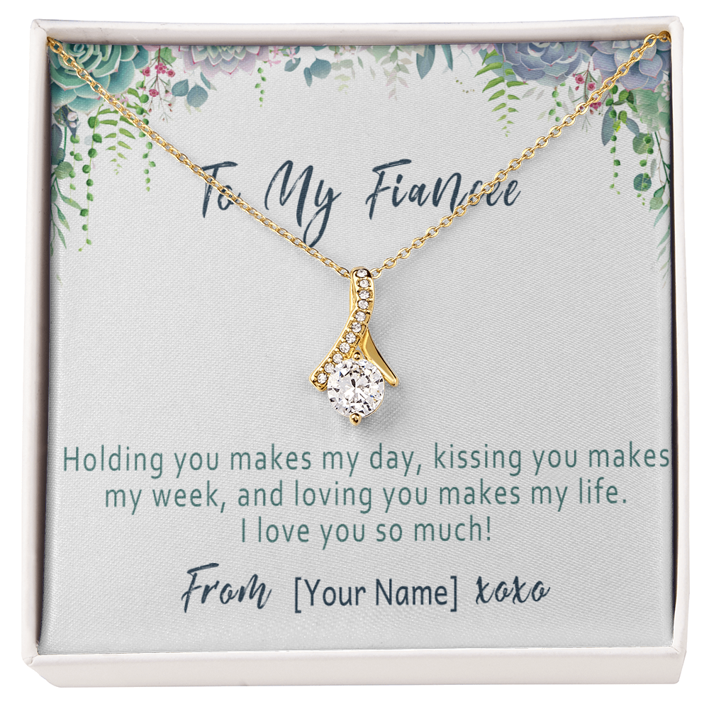 Personalized Fiancée Necklace – Custom Romantic Gift from Future Husband – “Holding you makes my day”