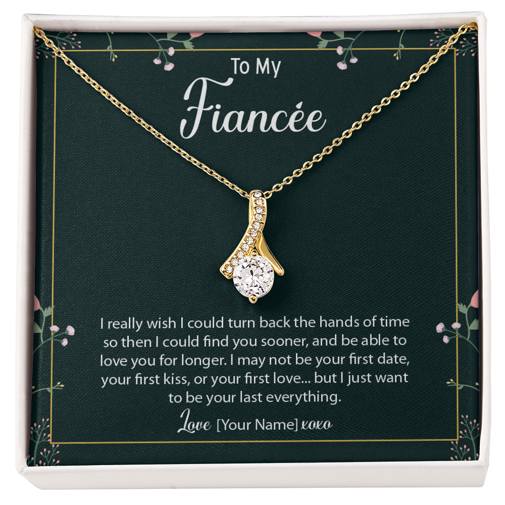 Personalized Fiancée Necklace Gift – Custom Jewelry for Future Wife, Meaningful Anniversary Birthday Christmas Present – “I really wish I could turn back the hands of time”