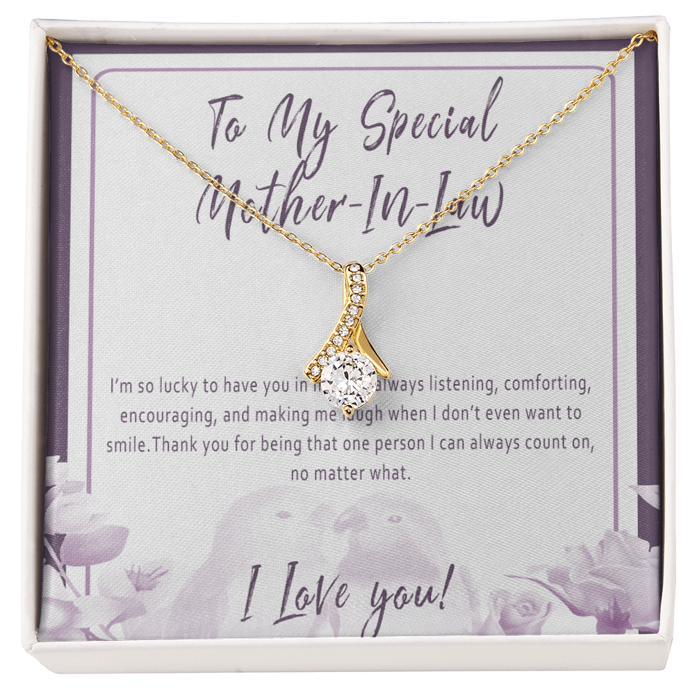 Mother in Law Necklace – Sentimental Gift from Son in Law or Daughter in Law, Thoughtful Jewelry with Message Card - "I'm so lucky to have you in my life"