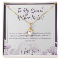 Mother in Law Necklace – Sentimental Gift from Son in Law or Daughter in Law, Thoughtful Jewelry with Message Card - "I'm so lucky to have you in my life"