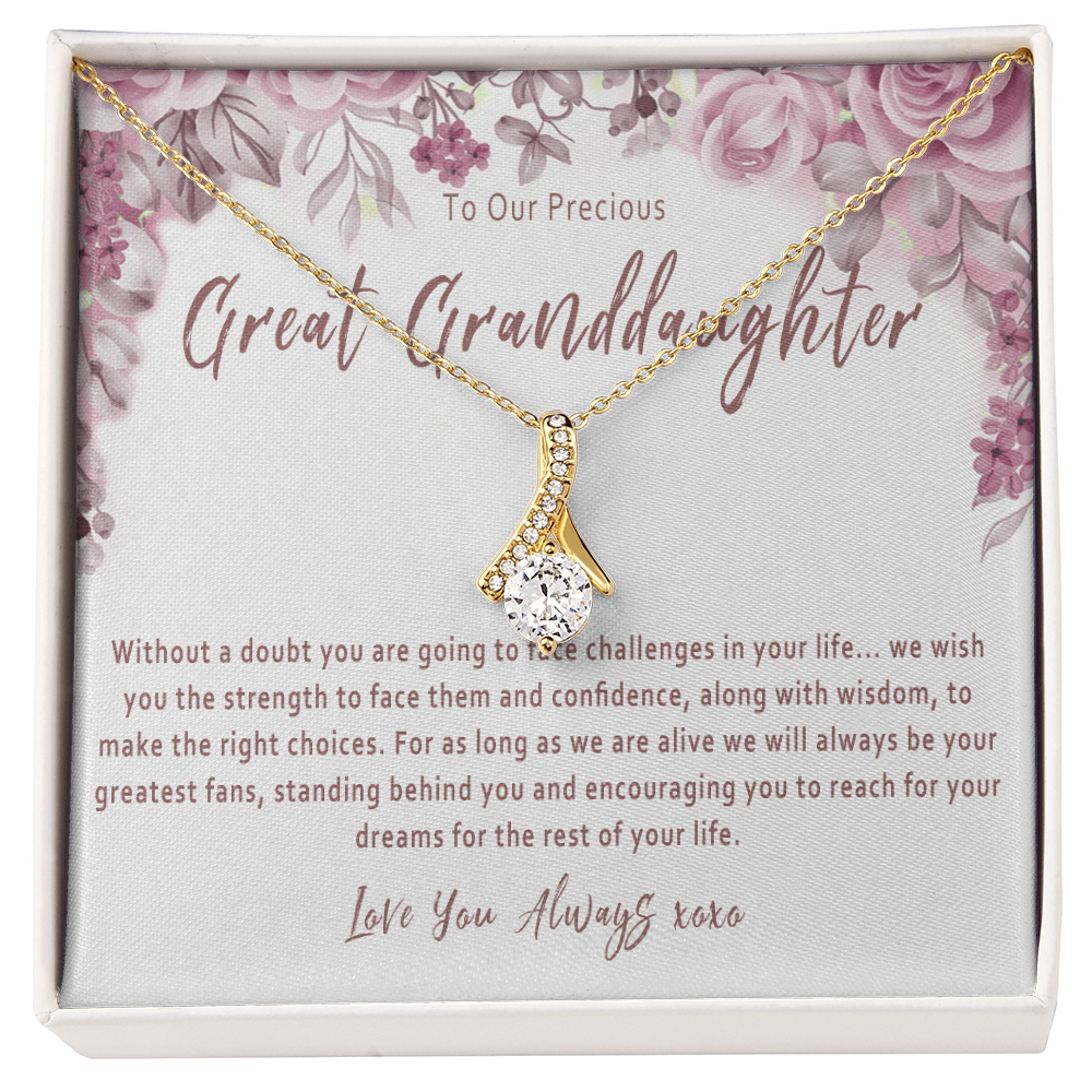 Great Granddaughter Necklace from a Great Grandparents – Sentimental Gift with Message Card - "Without a doubt you are going to face challenges..."