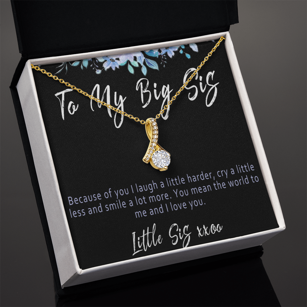 Big Sister Necklace from Little Sister, Meaningful Sister Pendant with Message Card, "Because of you I laugh a little harder..."