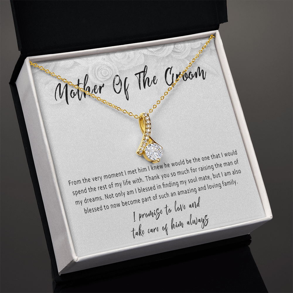 Mother of the Groom Necklace Gift – Wedding Day Present for Mother of the Groom, Jewelry Gift from Bride – “From the Very Moment I Met Him”