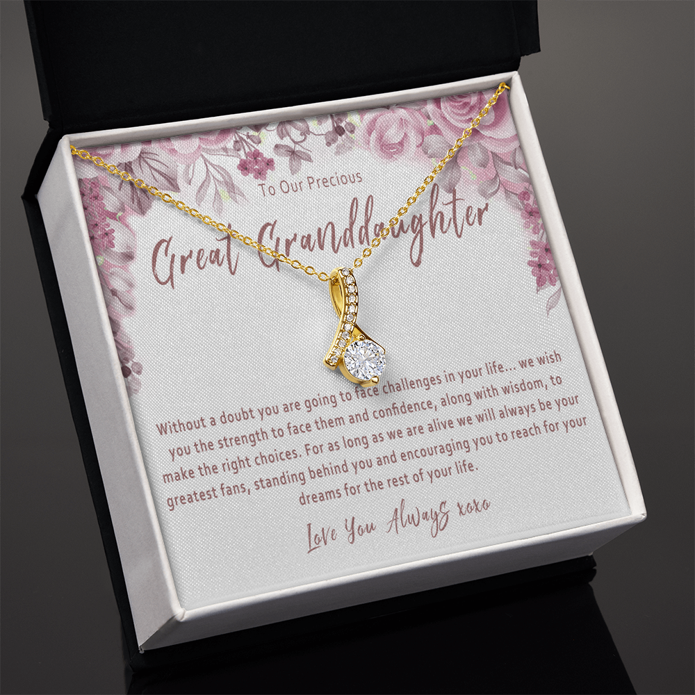 Great Granddaughter Necklace from a Great Grandparents – Sentimental Gift with Message Card - "Without a doubt you are going to face challenges..."