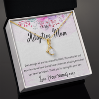 Personalized Adoptive Mom Necklace – Custom Adoptive Mom Gift, Adoptive Mom Jewelry for Mother's Day, Birthday or Christmas – “Even though we are not related by blood”