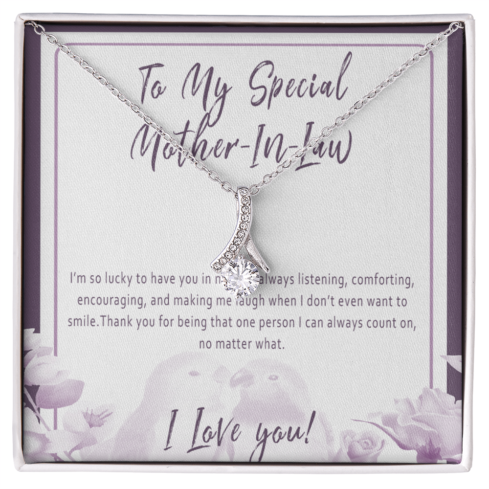 Mother in Law Necklace – Sentimental Gift from Son in Law or Daughter in Law, Thoughtful Jewelry with Message Card - "I'm so lucky to have you in my life"