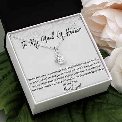 Sister Maid of Honor Necklace – Sentimental Maid of Honor Gift from Bride to Sister, Wedding Day Gift for Maid of Honor Sister - 