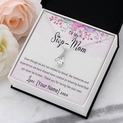 Personalized Step Mom Necklace – Custom StepMom Gift, Step Mom Jewelry for Birthday, Christmas or Mother's Day – “Even though we are not related by blood”