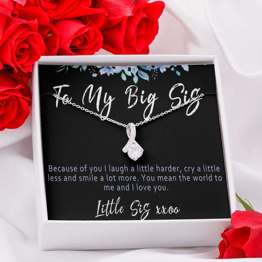Big Sister Necklace from Little Sister, Meaningful Sister Pendant with Message Card, "Because of you I laugh a little harder..."