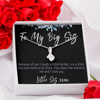 Big Sister Necklace from Little Sister, Meaningful Sister Pendant with Message Card, "Because of you I laugh a little harder..."