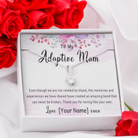 Personalized Adoptive Mom Necklace – Custom Adoptive Mom Gift, Adoptive Mom Jewelry for Mother's Day, Birthday or Christmas – “Even though we are not related by blood”