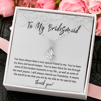 bridesmaid gift necklace from bride on wedding day