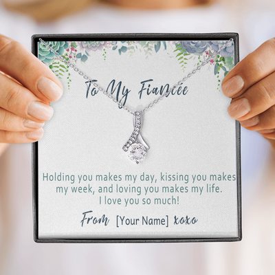 Personalized Fiancée Necklace – Custom Romantic Gift from Future Husband – “Holding you makes my day”