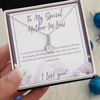 Mother in Law Necklace – Sentimental Gift from Son in Law or Daughter in Law, Thoughtful Jewelry with Message Card - "I'm so lucky to have you in my life"