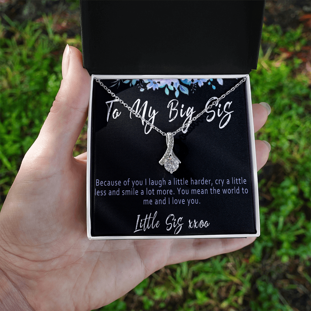 Big Sister Necklace from Little Sister, Meaningful Sister Pendant with Message Card, "Because of you I laugh a little harder..."