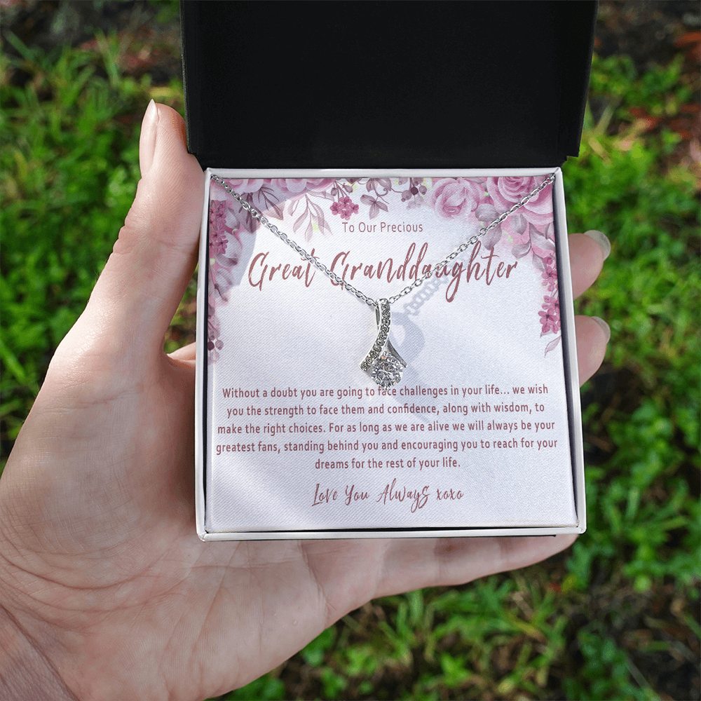 Great Granddaughter Necklace from a Great Grandparents – Sentimental Gift with Message Card - "Without a doubt you are going to face challenges..."