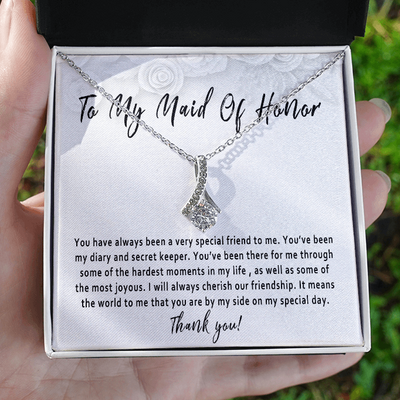 Maid of Honor Necklace Gift from Bride – Thank You Maid of Honor Jewelry, Wedding Day Keepsake, Meaningful Bridal Party Gift - 