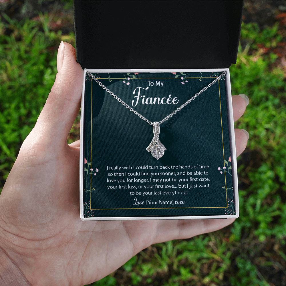 Personalized Fiancée Necklace Gift – Custom Jewelry for Future Wife, Meaningful Anniversary Birthday Christmas Present – “I really wish I could turn back the hands of time”
