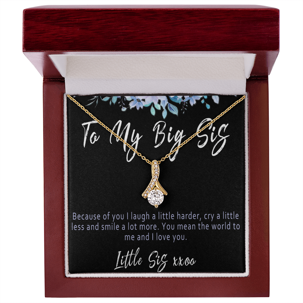 Big Sister Necklace from Little Sister, Meaningful Sister Pendant with Message Card, "Because of you I laugh a little harder..."