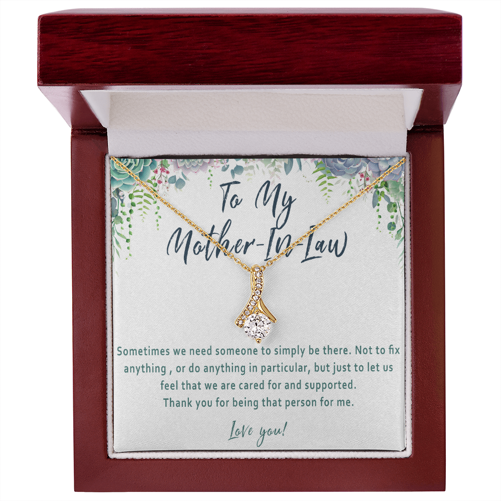 Mother-in-Law Necklace Gift – Thoughtful Thank You Jewelry Present with Meaningful Message Card - "Sometimes we need someone to simply be there"